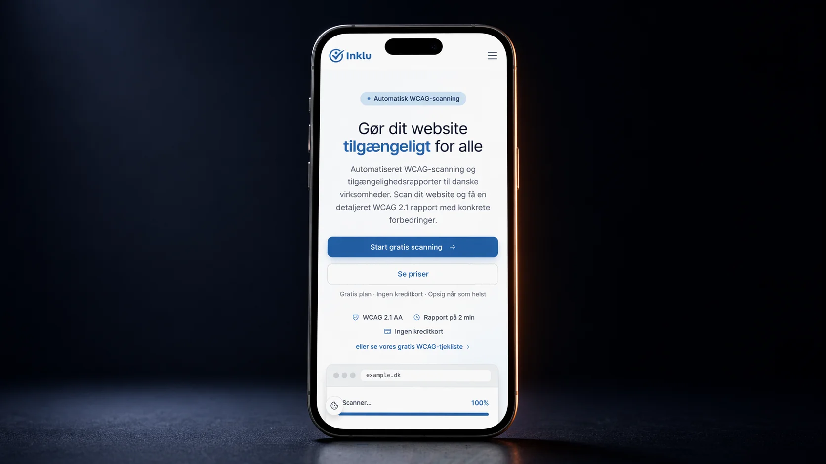 Inklu — Automatiseret WCAG-scanning for danske virksomheder